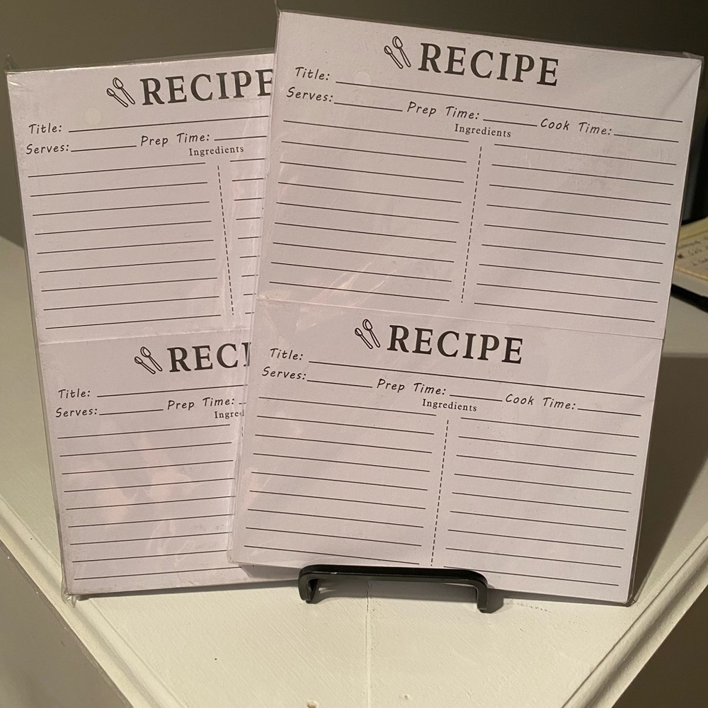 Recipe Card Set - White 2 sets per pack .